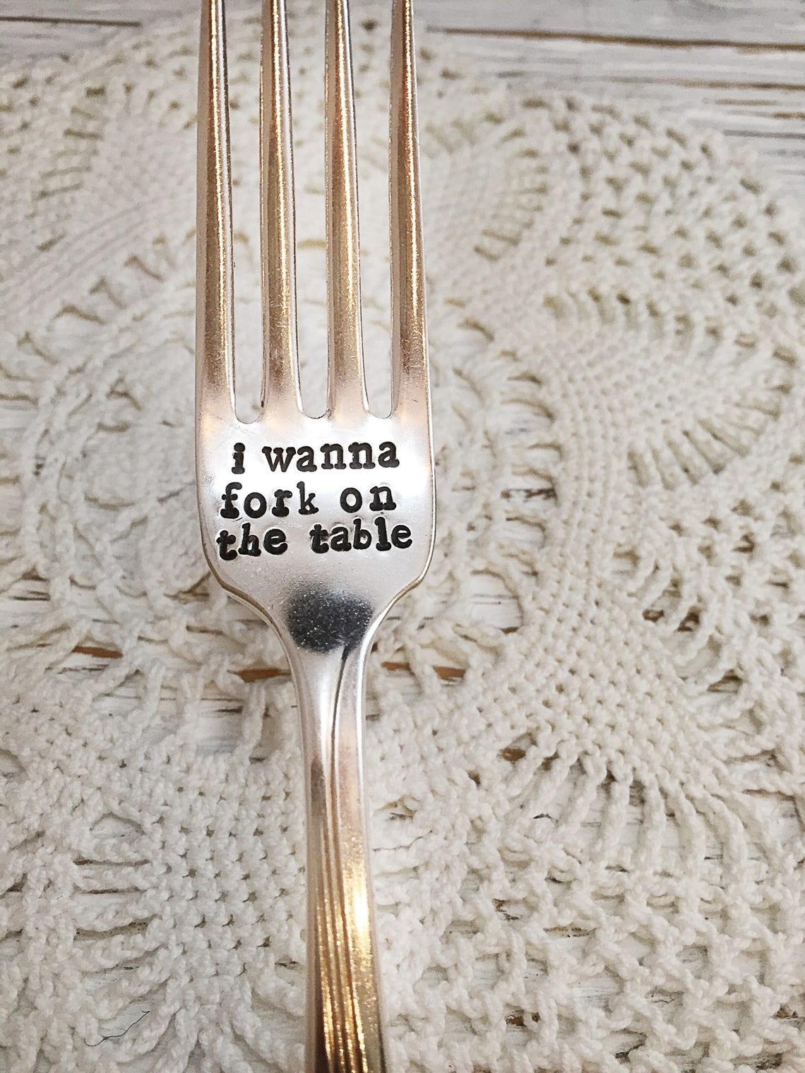 Wanna Fork on the Table Funny Stamped Dinner Fork Etsy