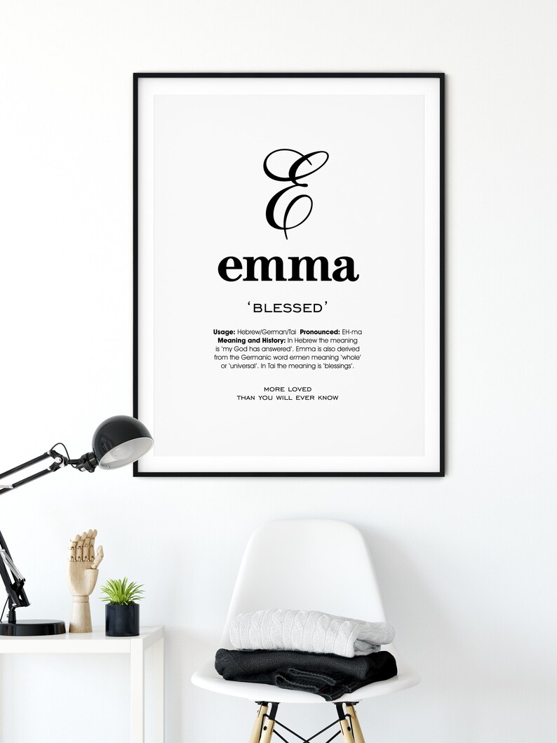 Emma Name Meaning Printable Name Art Modern Nursery Decor Etsy