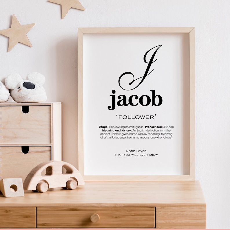 Jacob Name Meaning Imprimable Name Art Modern Nursery Decor Etsy