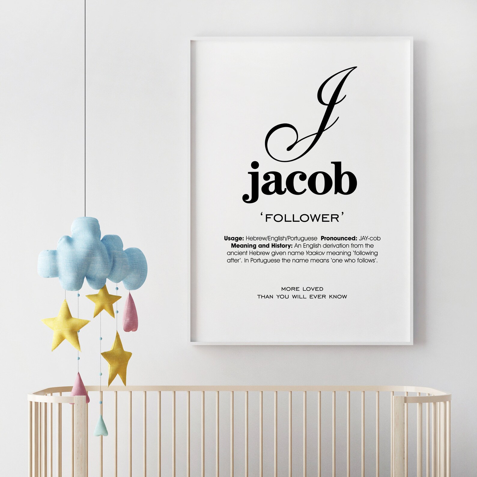 Jacob Name Meaning Imprimable Name Art Modern Nursery Decor Etsy