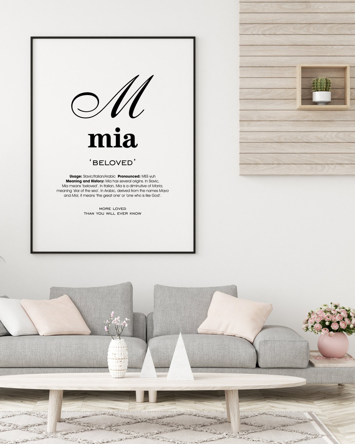 Mia Name Meaning Printable Name Art Modern Nursery Decor Etsy