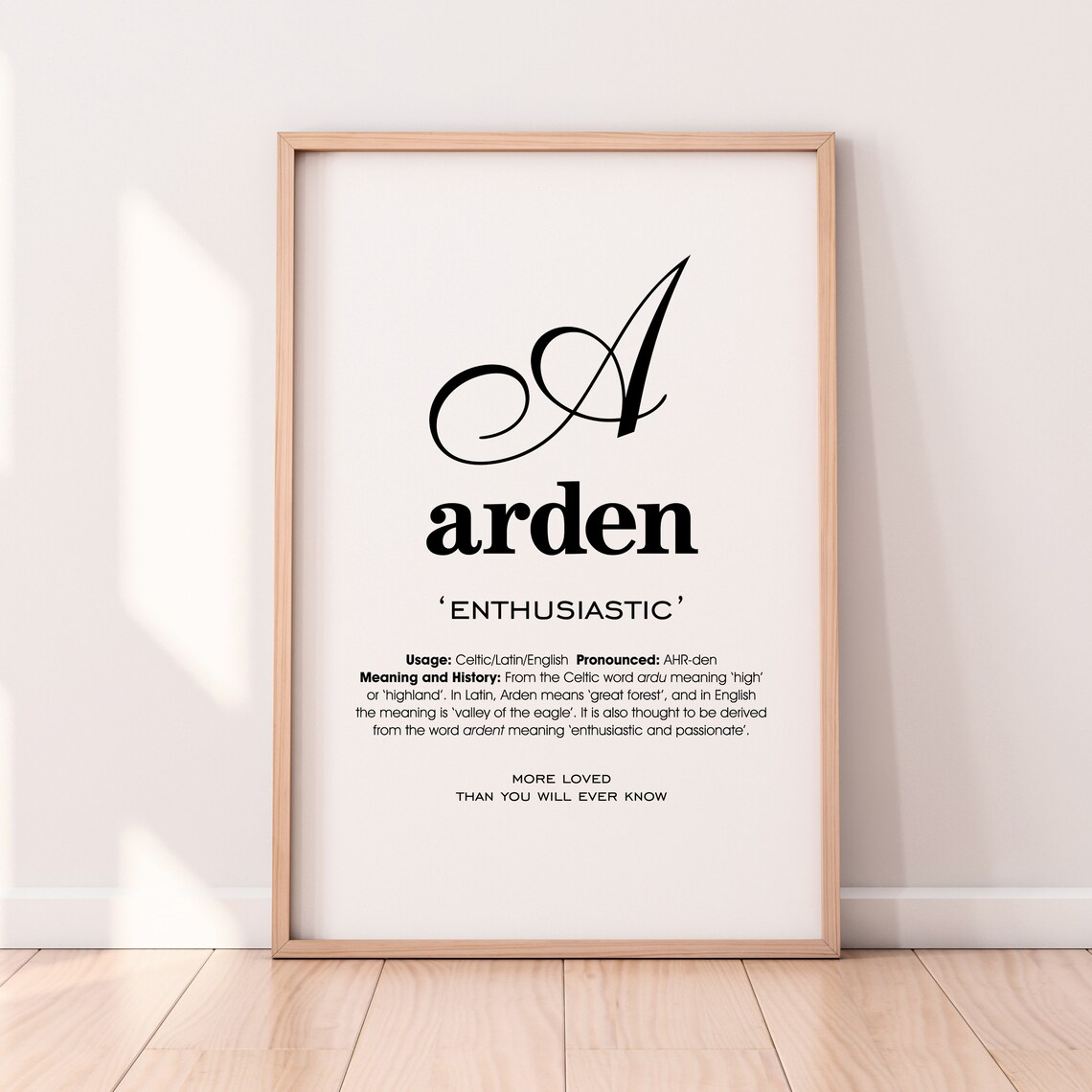 Arden Name Meaning Printable Name Art Modern Nursery Decor Etsy