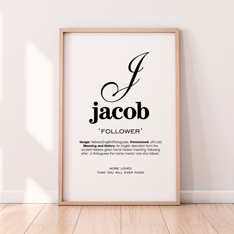 Jacob Name Meaning Printable Name Art Modern Nursery Decor Etsy