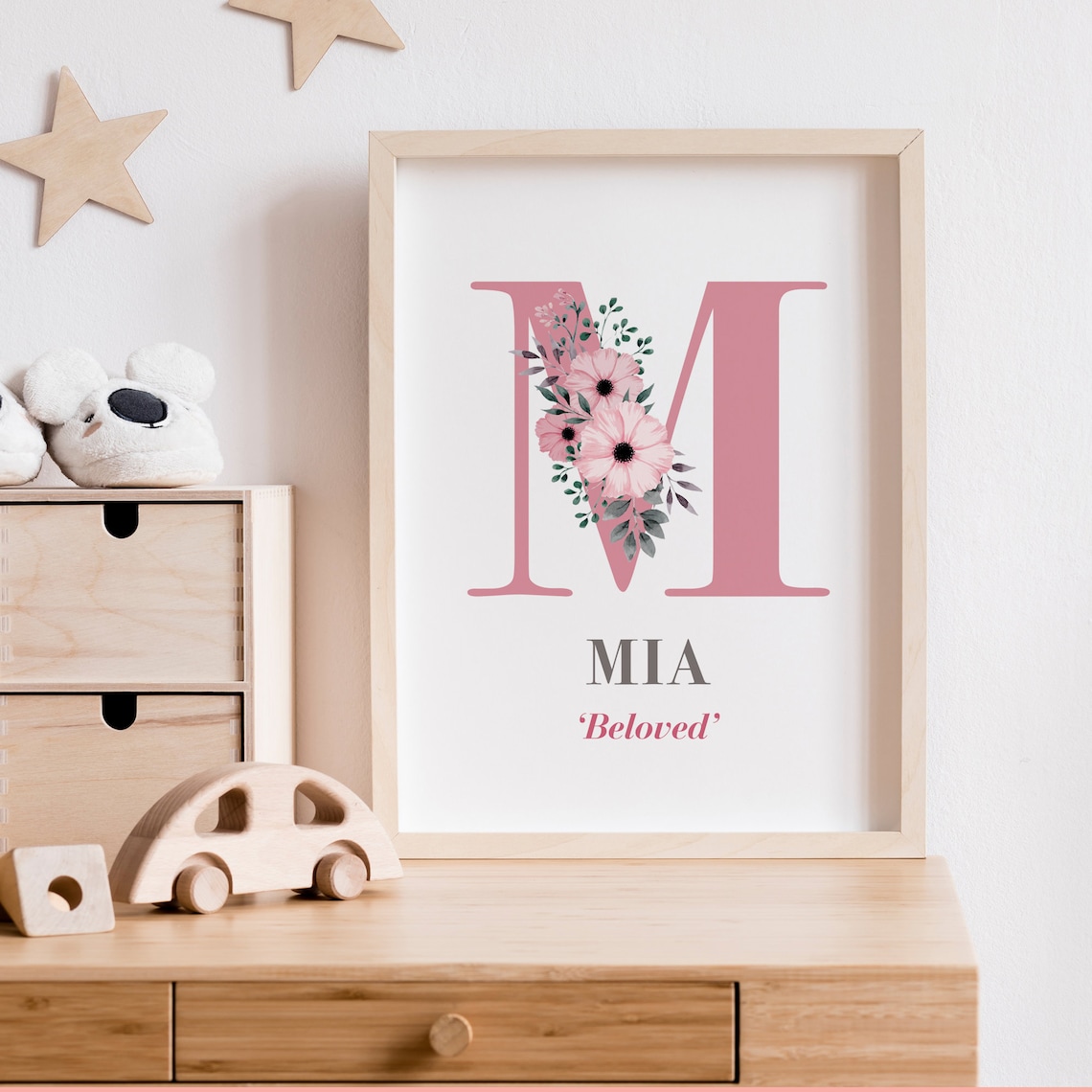 Mia name printable with flower details name art modern  etsy