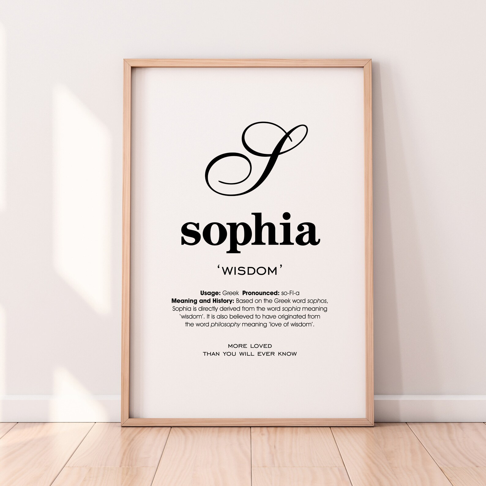 Sophia Name Meaning Printable Name Art Modern Nursery Decor Etsy