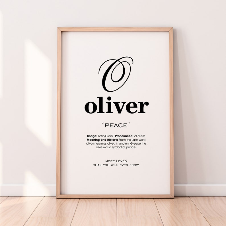 Oliver Name Meaning Printable Name Art Modern Nursery Decor Etsy