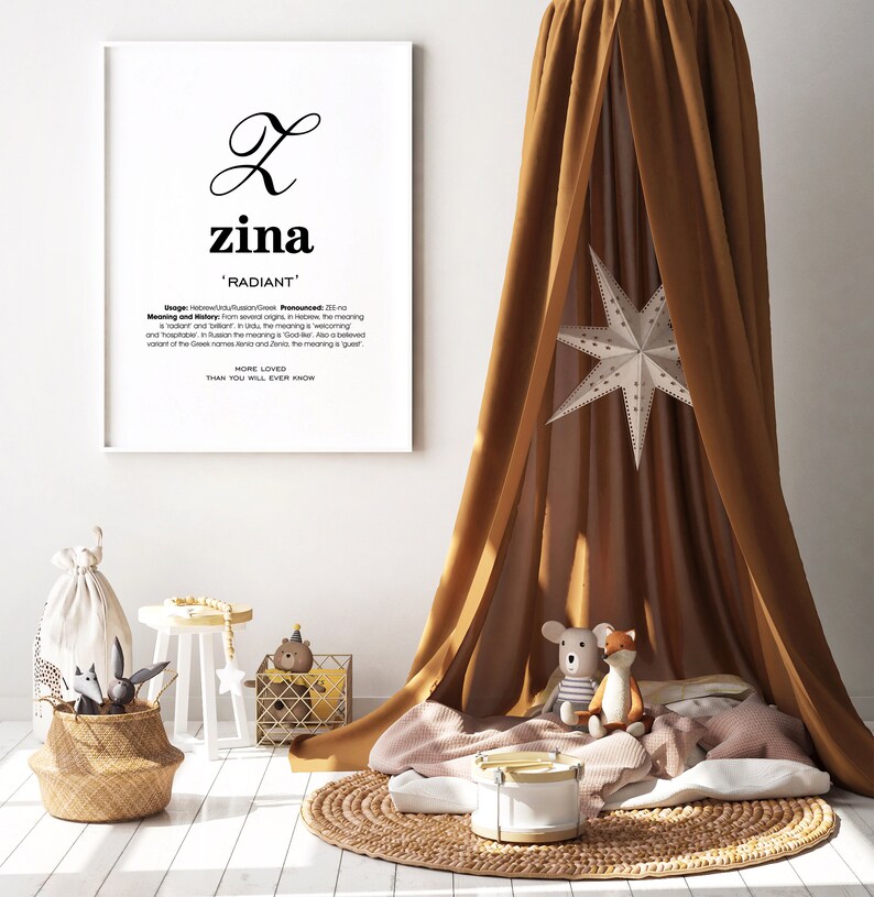 Modern Digital Print Zina Name Meaning Printable Modern Nursery Decor Name Art Art Collectibles Digital Prints Colonialgolfhart Com