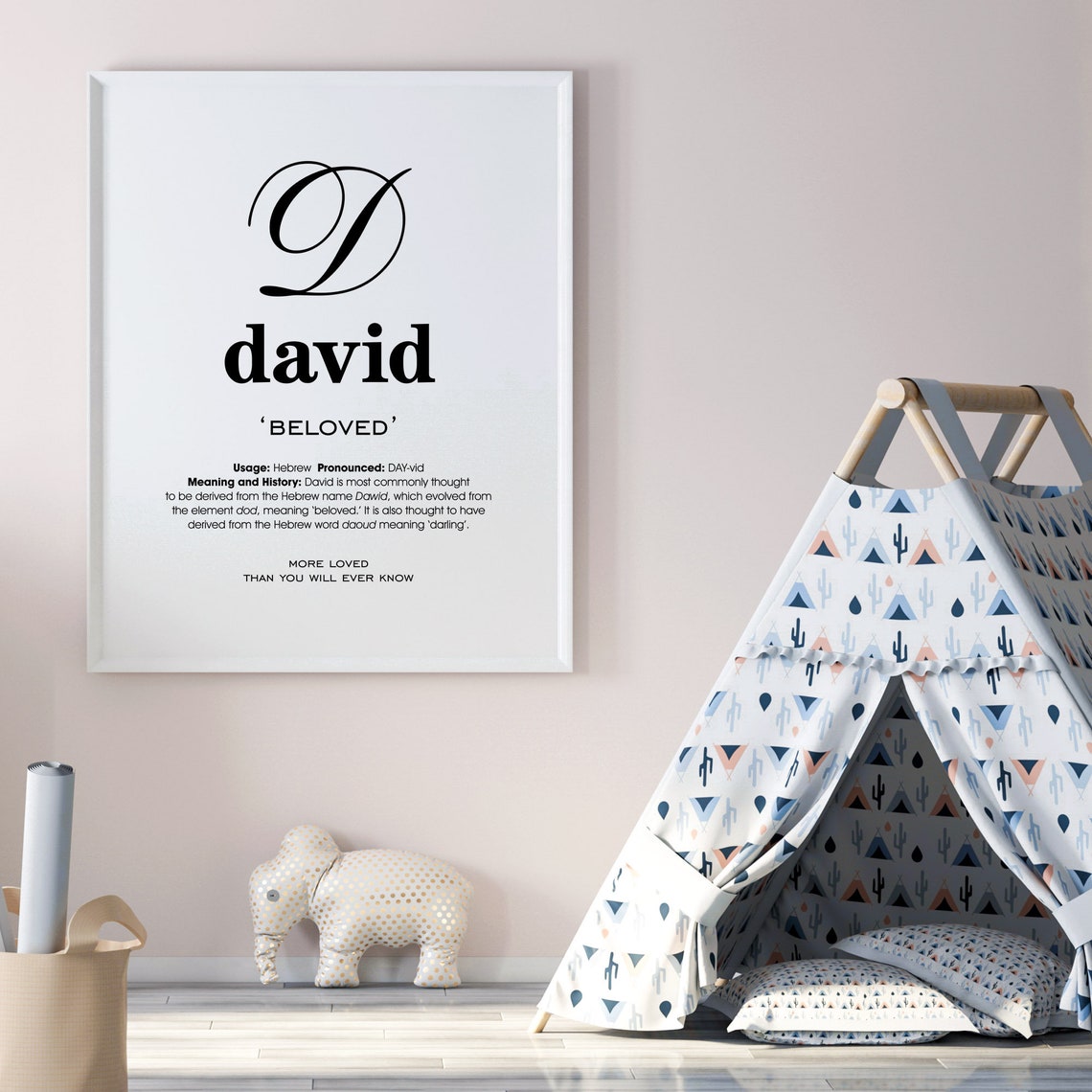 David Name Meaning Printable Name Art Modern Nursery Decor Etsy