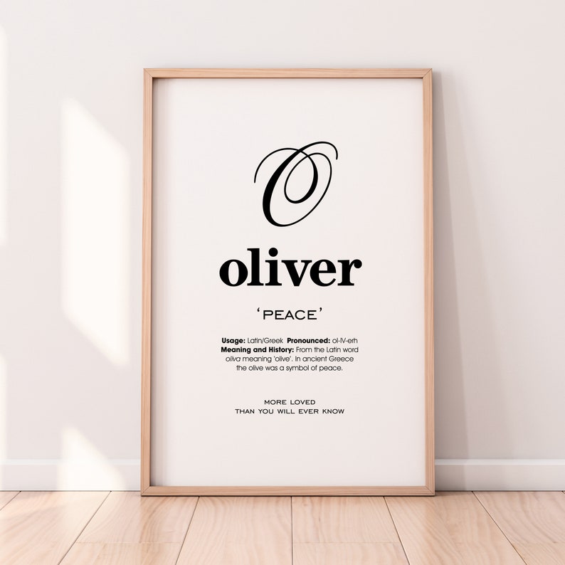 Oliver Name Meaning Printable Name Art Modern Nursery Decor Etsy UK