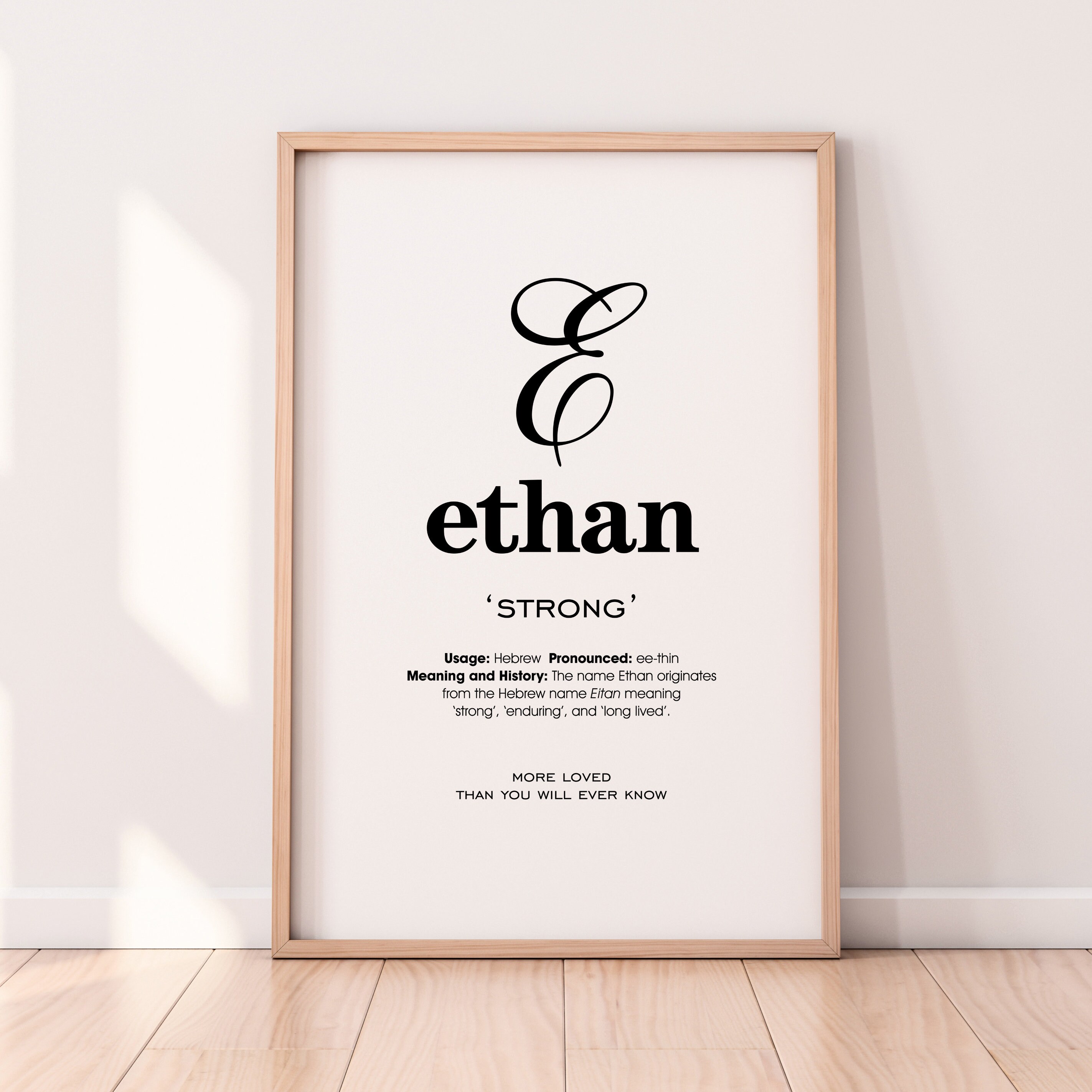 Ethan Name Meaning Printable Name Art Modern Nursery Decor Etsy Australia