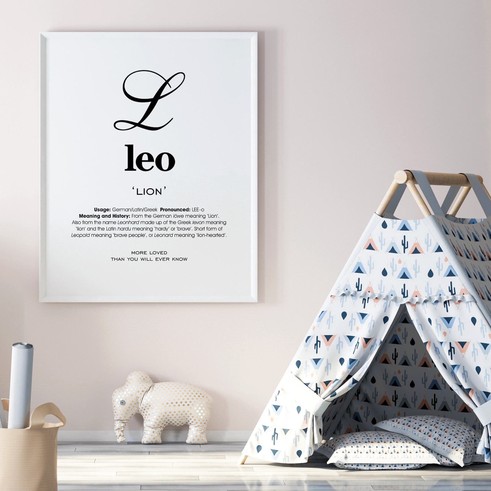 Leo Name Meaning Printable Name Art Modern Nursery Decor Etsy