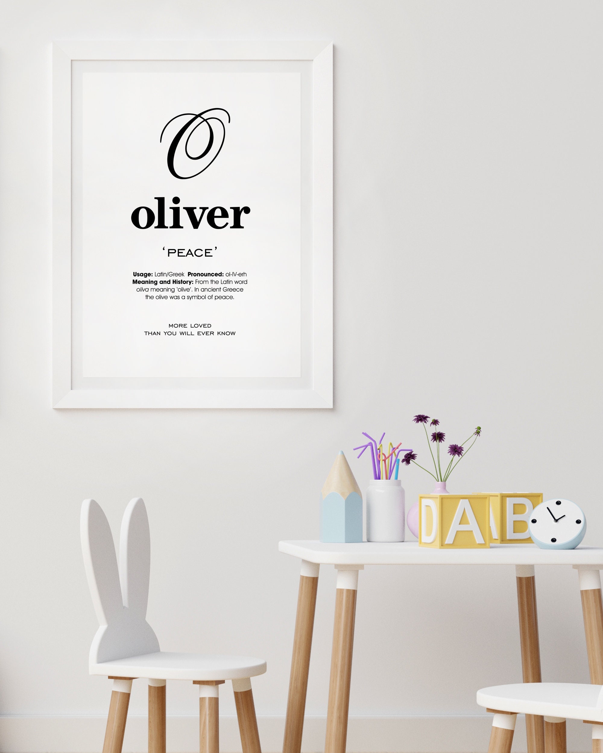 Oliver Name Meaning Printable Name Art Modern Nursery Decor Etsy UK