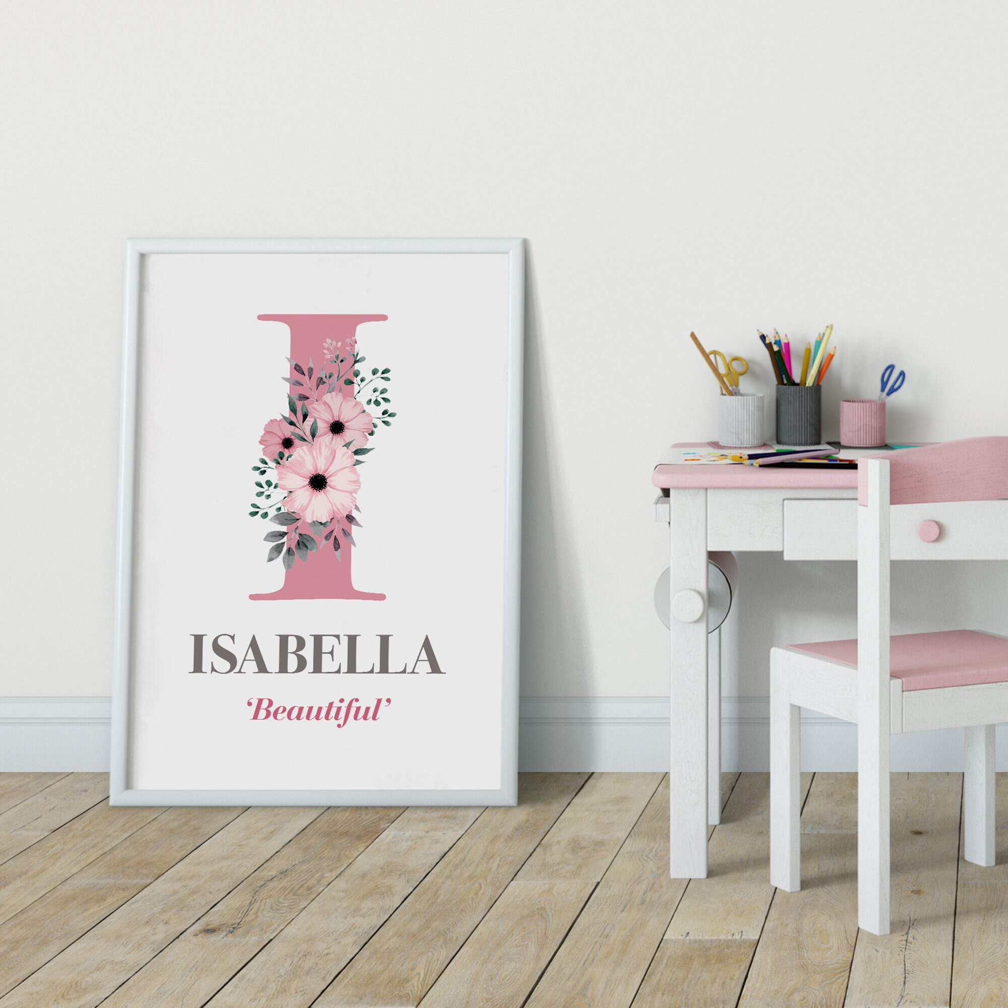 Isabella Name Printable With Flower Details Name Art Modern - Etsy ...