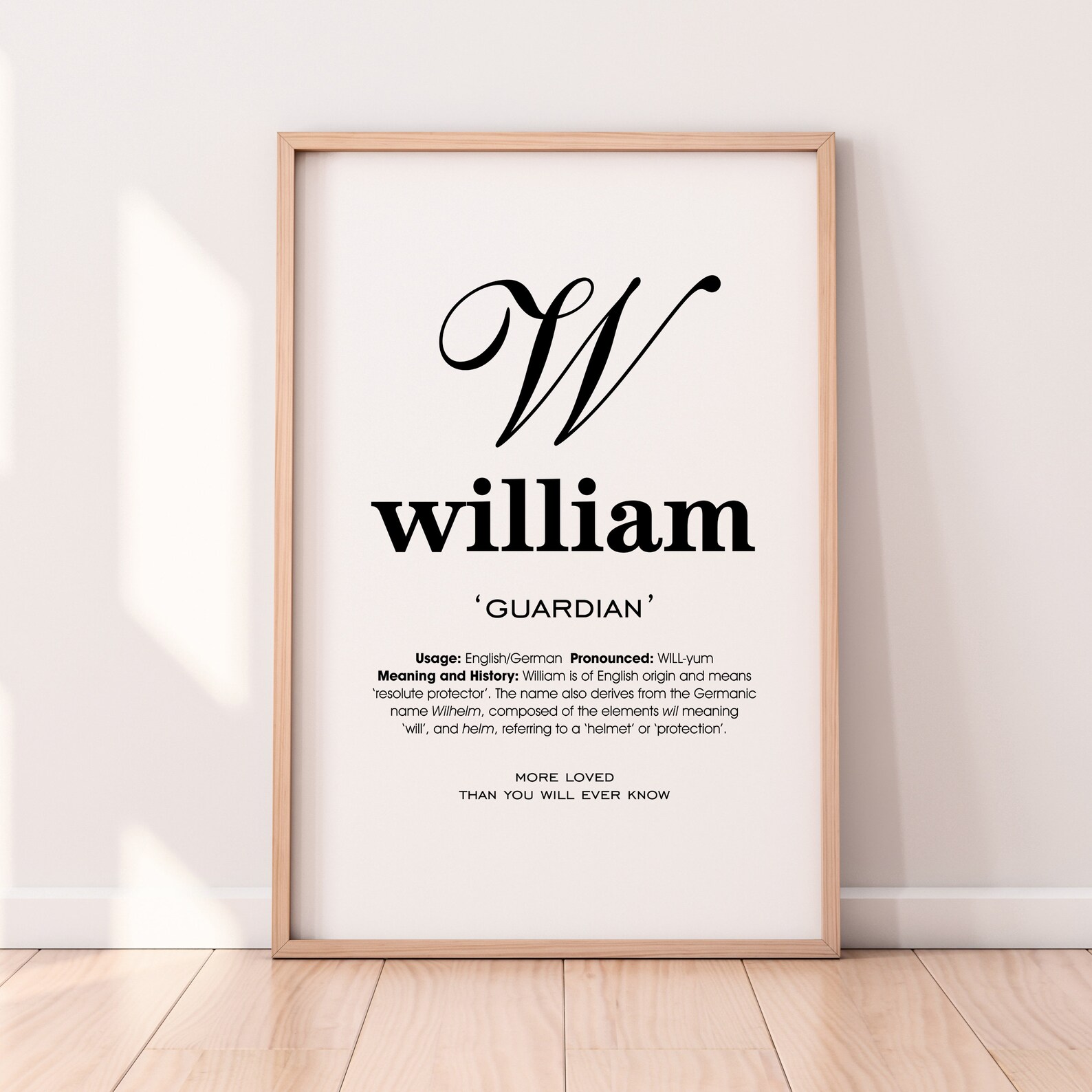 William Name Meaning Printable Name Art Modern Nursery Etsy