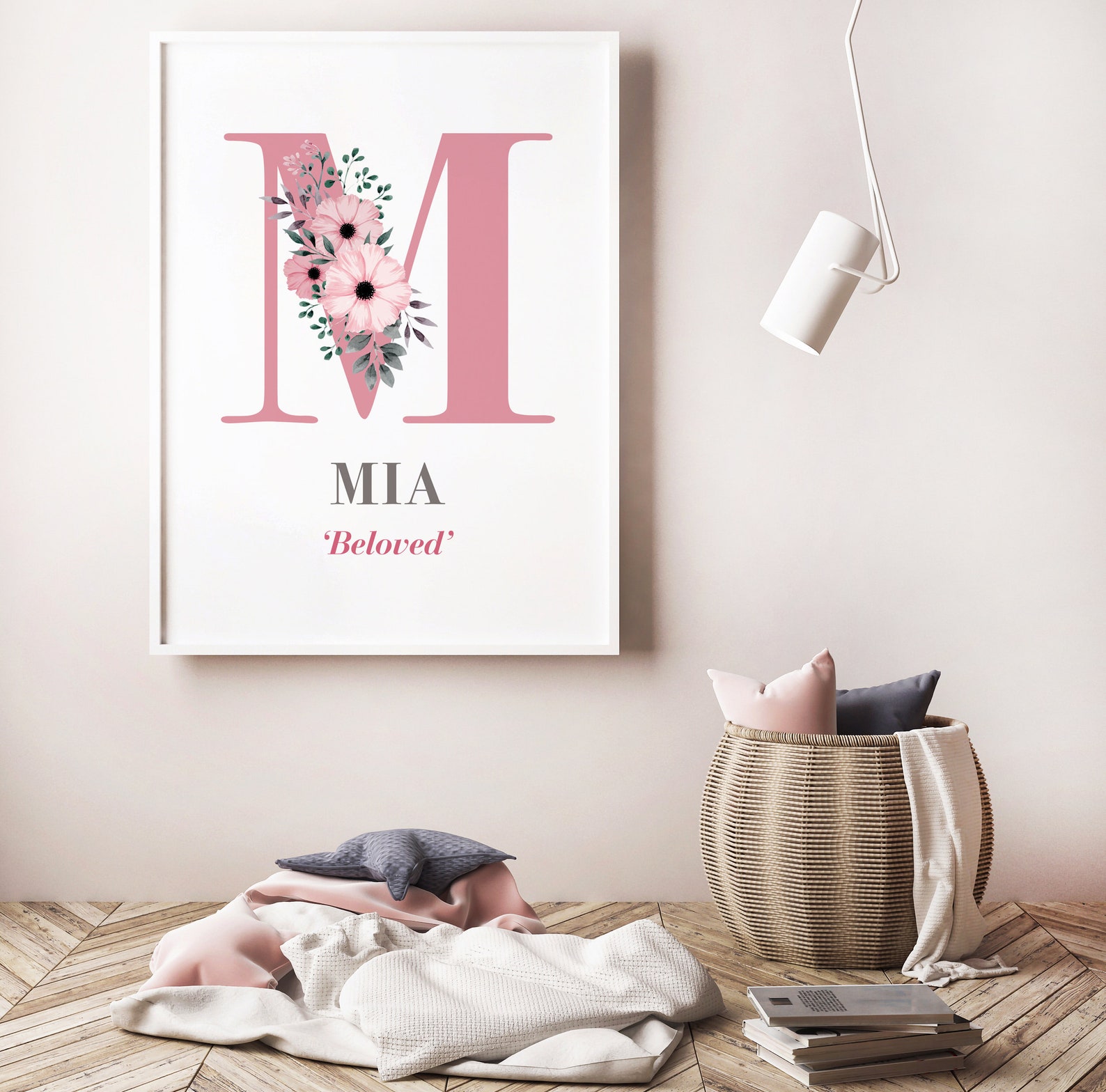 Mia Name Printable With Flower Details Name Art Modern Etsy