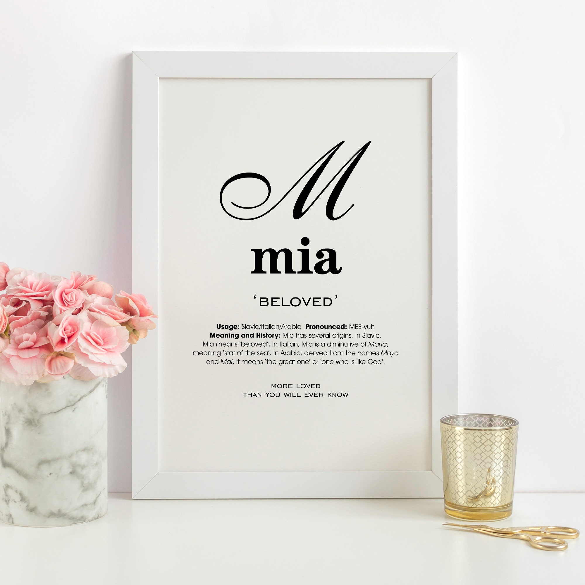 Mia Name Meaning Printable Name Art Modern Nursery Decor Etsy