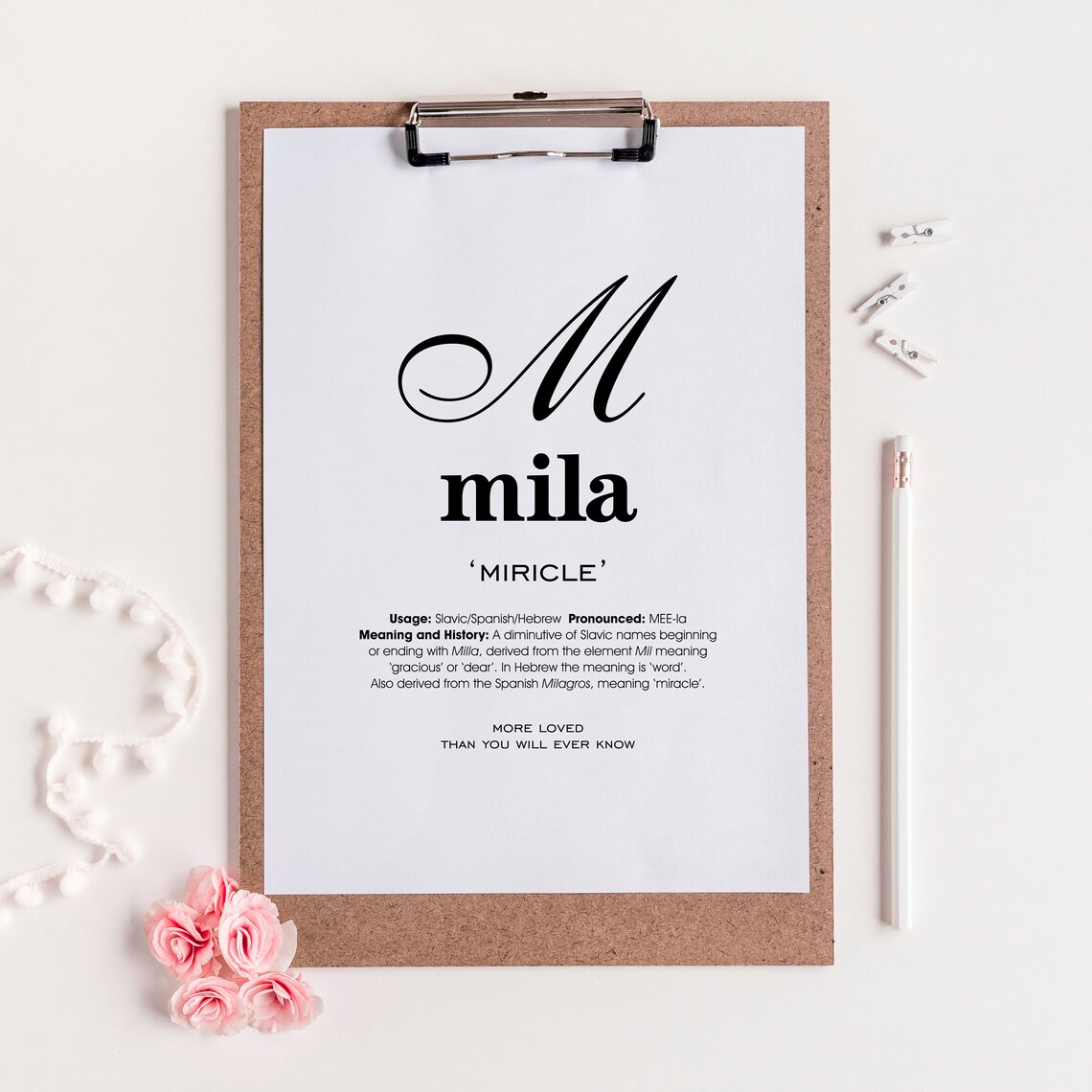 Mila Name Meaning Printable Name Art Modern Nursery Decor Etsy