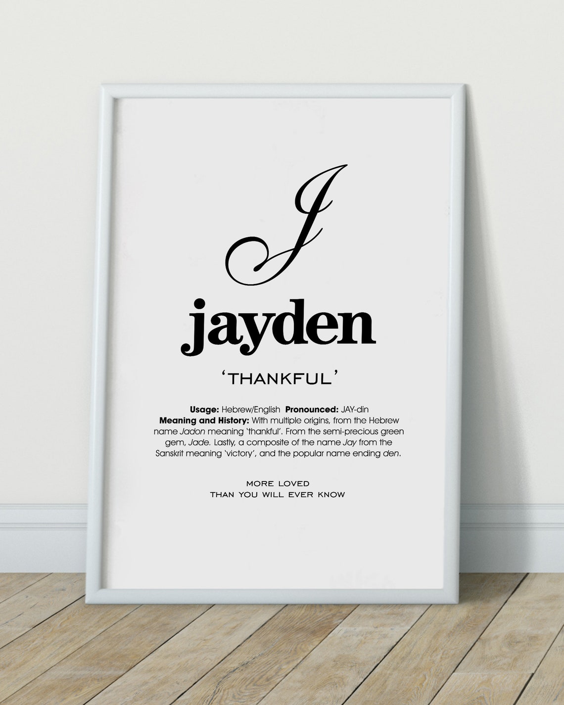 Jayden Name Meaning Printable Name Art Modern Nursery Decor  Etsy UK
