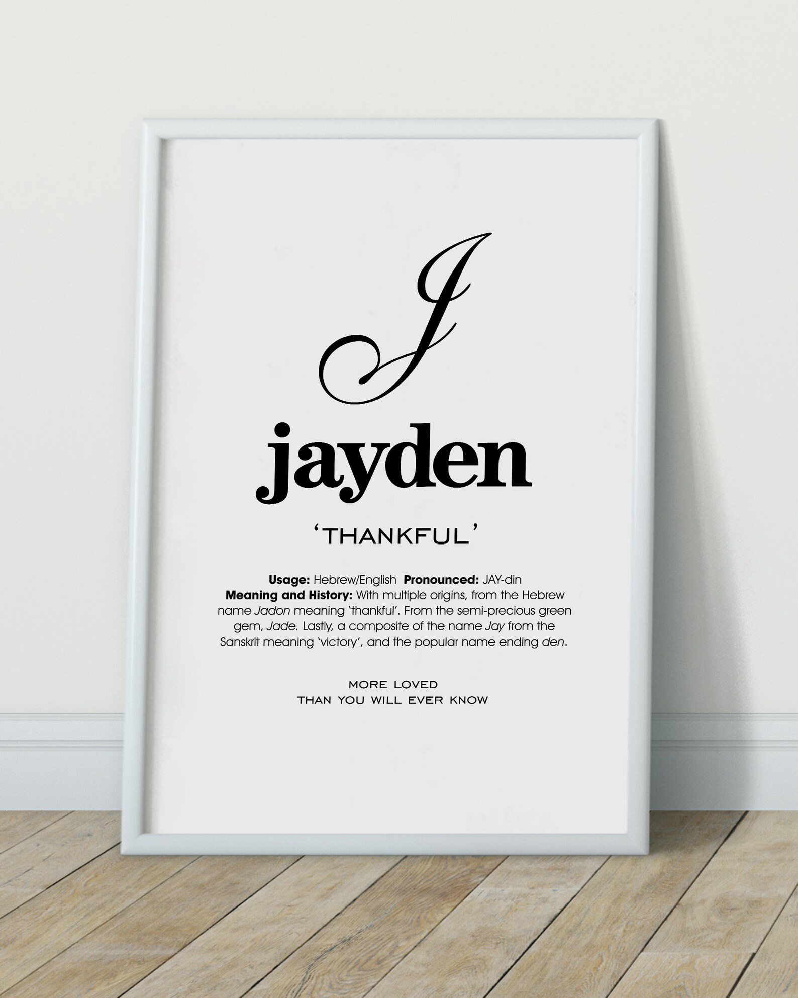 Jayden Name Meaning Printable Name Art Modern Nursery Decor  Etsy UK