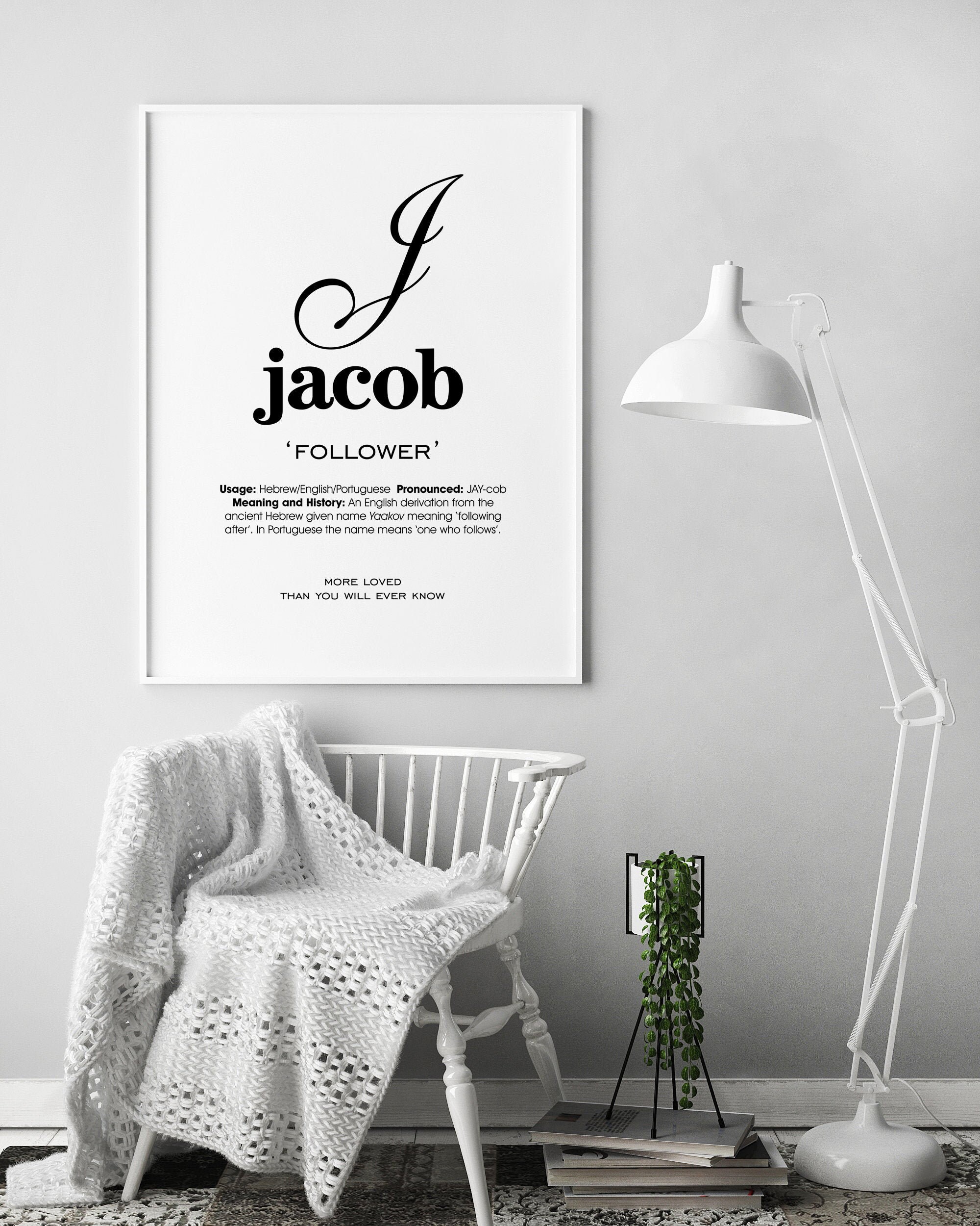 Jacob Name Meaning Printable Name Art Modern Nursery Decor Etsy