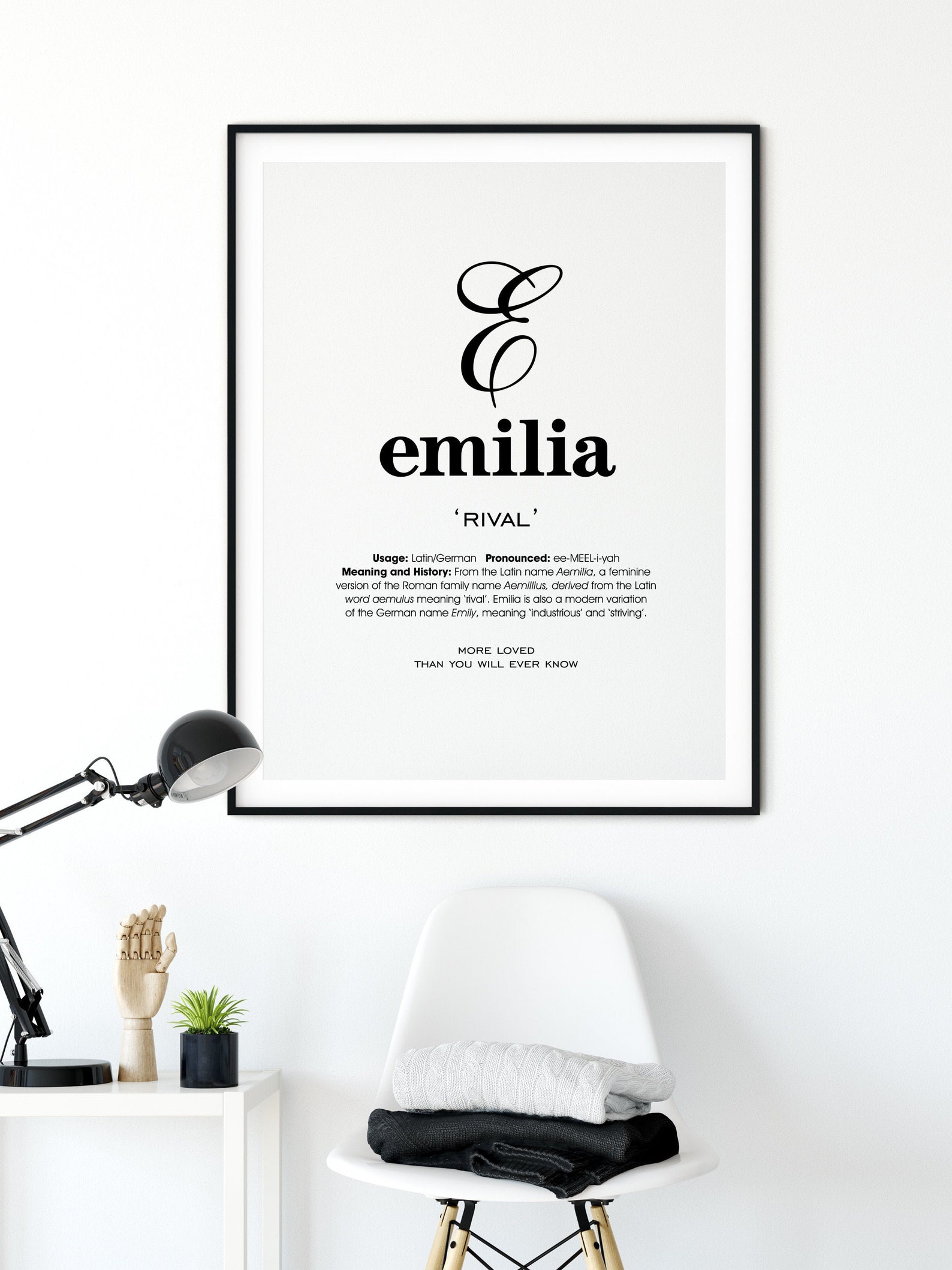 Emilia Name Meaning Printable Name Art Modern Nursery Decor Etsy