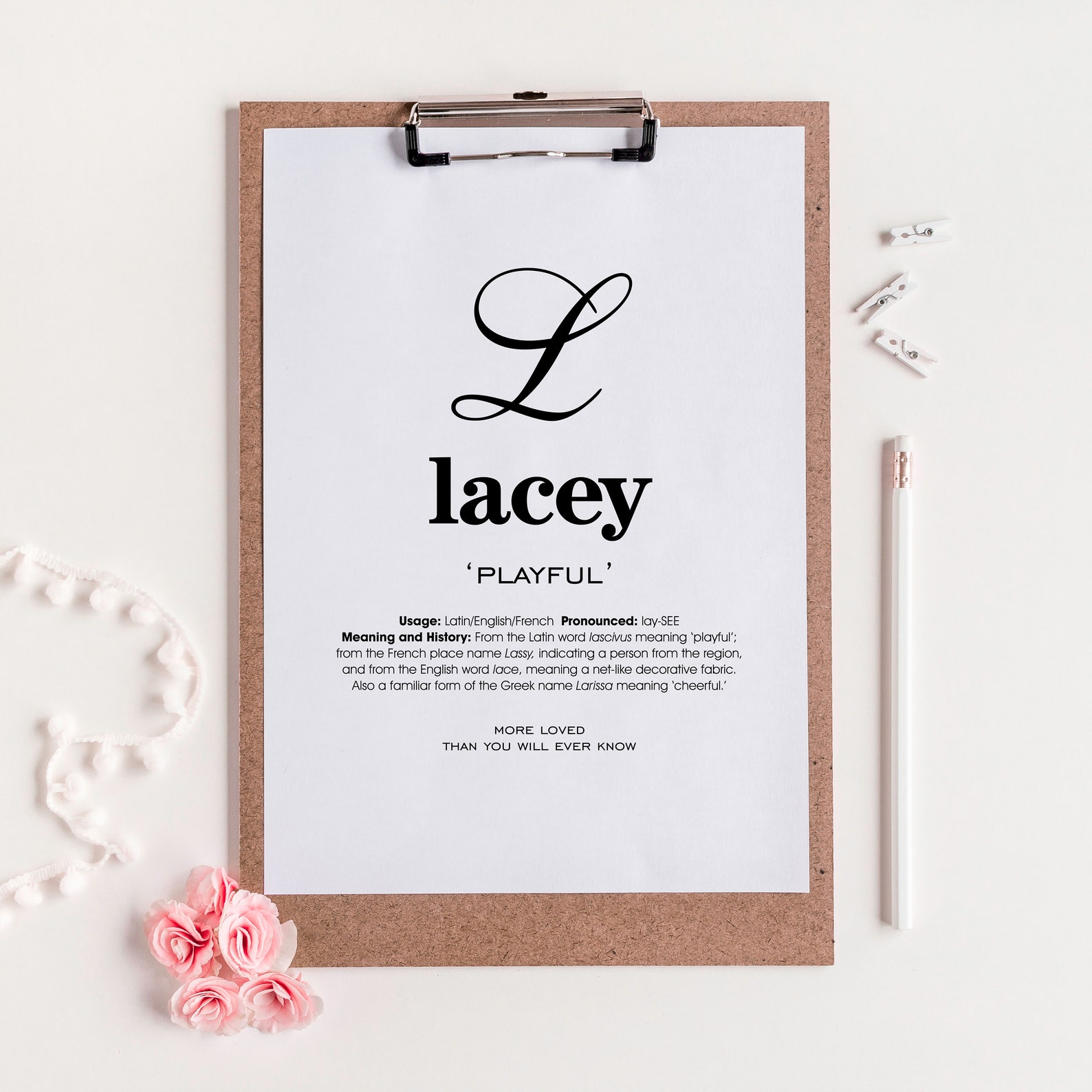 Lacey Name Meaning Printable Name Art Modern Art Printable Etsy