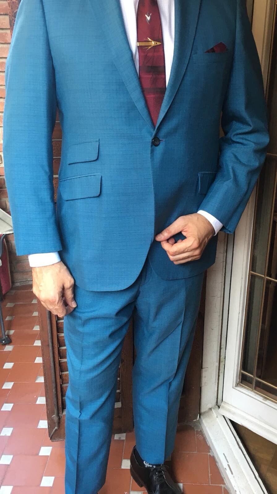 1960s Blue Sharkskin Mens Suit rat Pack 