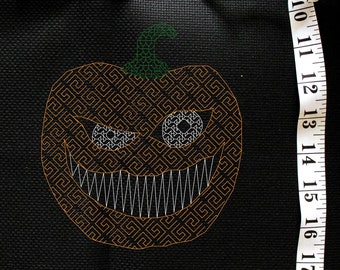 Evil Pumpkin Blackwork | Halloween | Digital Cross Stitch Pattern (Downloadable PDF)