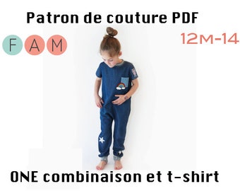 Patron PDF de la combinaison et du t-shirt 12m à 14 ans