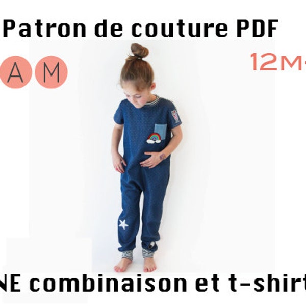 Patron PDF de la combinaison et du t-shirt 12m à 14 ans