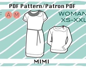 Patron PDF de la robe et du chandail de Mimi pour FEMME