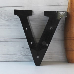 Vintage Large Channel Sign Letter V, Vintage Letter "V" 3D Neon Light Casing, Vintage Industrial Salvage Letter V