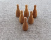 Vintage Miniature Wood Bowling Pins - 6, Vintage Set of 6 Wooden Bowling Pins, Vintage Wooden Skittles Game Pieces