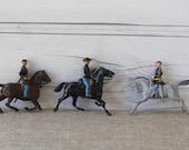 Vintage Miniature Lead Britains Confederate and Union Army Figures Mounted on Horses - Lot of 3, Vintage Miniature Lead Toy