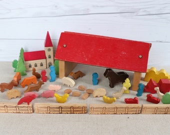 large wooden farm set