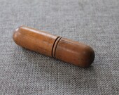 Vintage Wood Sewing Thread Thimble Needle Case Holder, Vintage Wooden Sewing Notions Holder, Turned Wood Etui