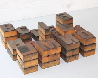 Vintage Large Letterpress Wood Block Letters, SOLD INDIVIDUALLY, Vintage Large Wooden Letterpress Letters, Vintage Printing Block