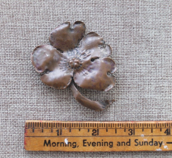 Vintage Copper Flower Brooch Pin, Vintage Hand Cr… - image 4