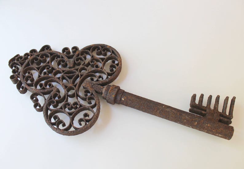Vintage Extra Large Heavy Metal Rustic Decorative Key Etsy