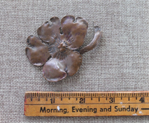 Vintage Copper Flower Brooch Pin, Vintage Hand Cr… - image 5