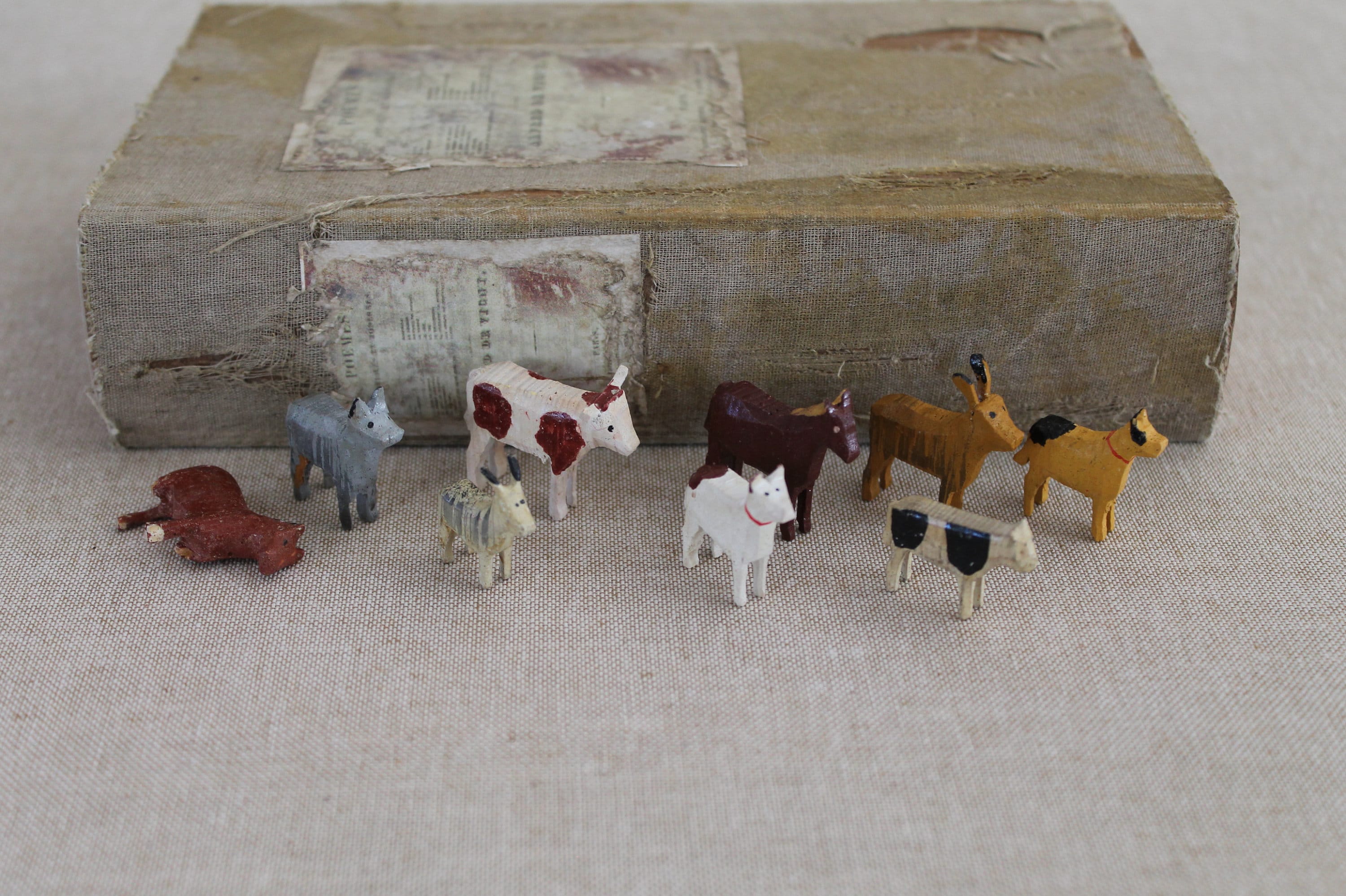 Vintage Wooden German Erzgebirge Animals - Cows/goat/deer/horses