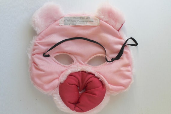 Vintage Furry Pink Pig Child's Halloween Mask, Vi… - image 3