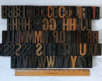 Vintage 2.5" Letterpress Wood Block Letters - Uppercase - SOLD INDIVIDUALLY, Vintage Large Wooden Letterpress Letters