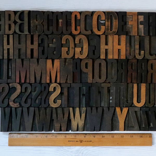 Vintage 2.5" Letterpress Wood Block Letters - Uppercase - SOLD INDIVIDUALLY, Vintage Large Wooden Letterpress Letters