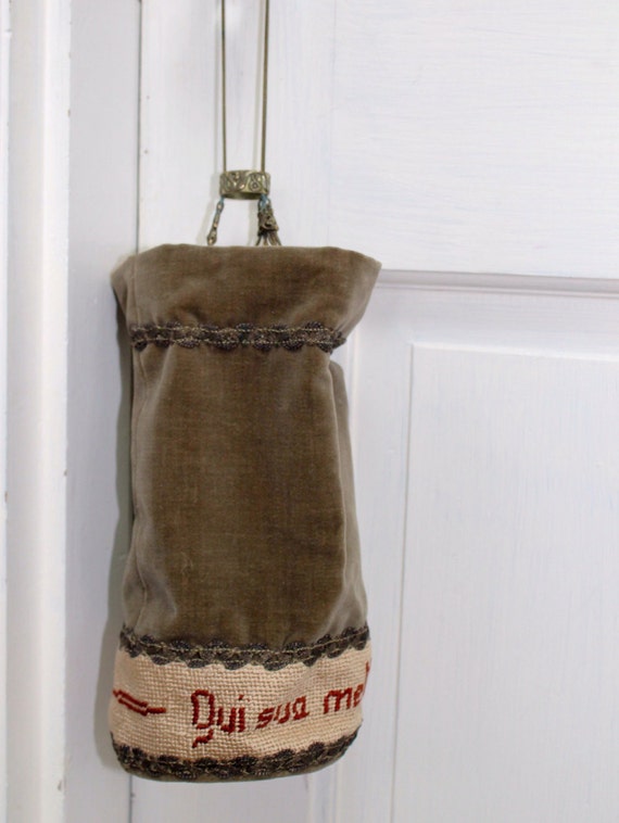 1960s French Drawstring Evening Bag/ Vintage  Need