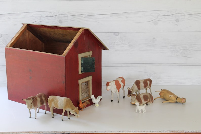 Vintage Handcrafted Wood Barn Play Set Wooden Barn With ...