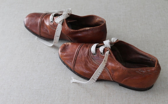 Vintage Handcrafted Pair of Leather Hard Soled Child's Shoes - Boot Shoe Workers Union, Union Stamp Factory 37