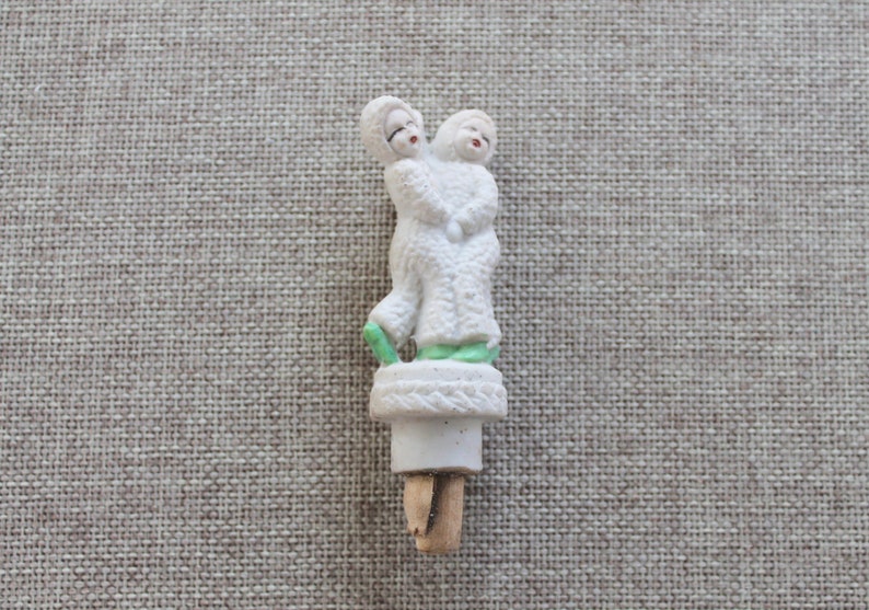 Vintage Snow Baby Collectible Container Topper Vintage Unique Bisque Snow Baby Decanter Stopper