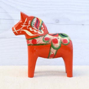 Swedish Orange Dala Horse Souvenir, Swedish Folk Art Horse, Swedish Souvenir, Dalecarlian Horse (Inventory #256C)