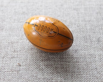 Vintage Small Unique Tin Lithograph Easter Candy Egg - Football Design, Vintage Tin Easter Egg Candy Holder, Vintage Easter Candy Container